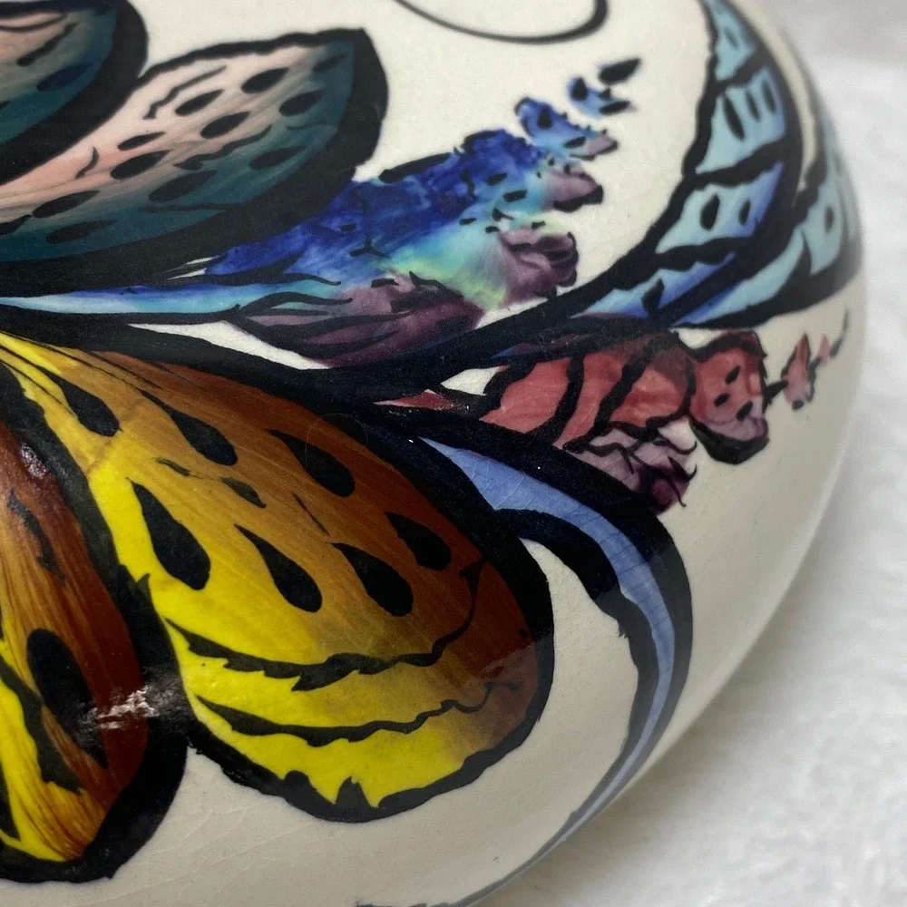 VTG‎ Ceramic Colorful Decanter Decorative Hand Painted Floral Boho Mexico Decor